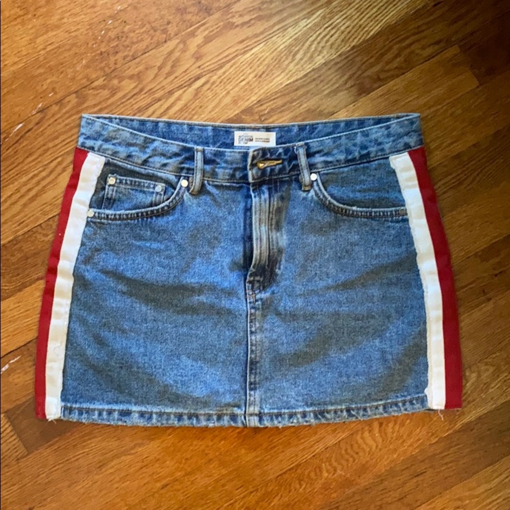 Pull & Bear Jean Skirt w/ Side Stripe
